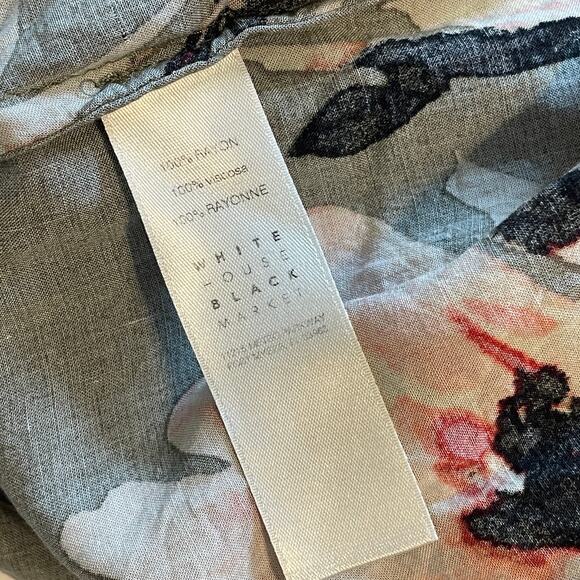 White House Black Market Floral Off-Shoulder Blouse - Green and Pink - Picture 9 of 11